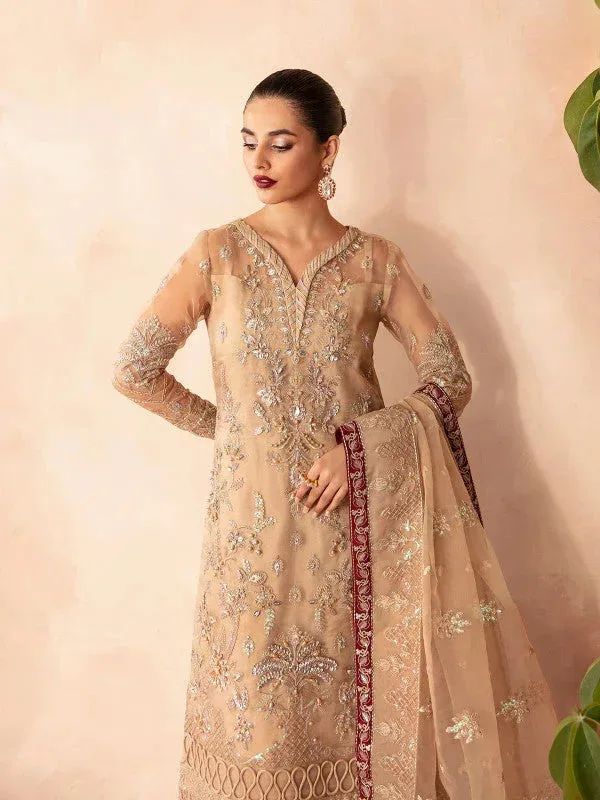 Gulaal Embroidered Chiffon 23 Gold Raw Silk – view 3 – Poshaq