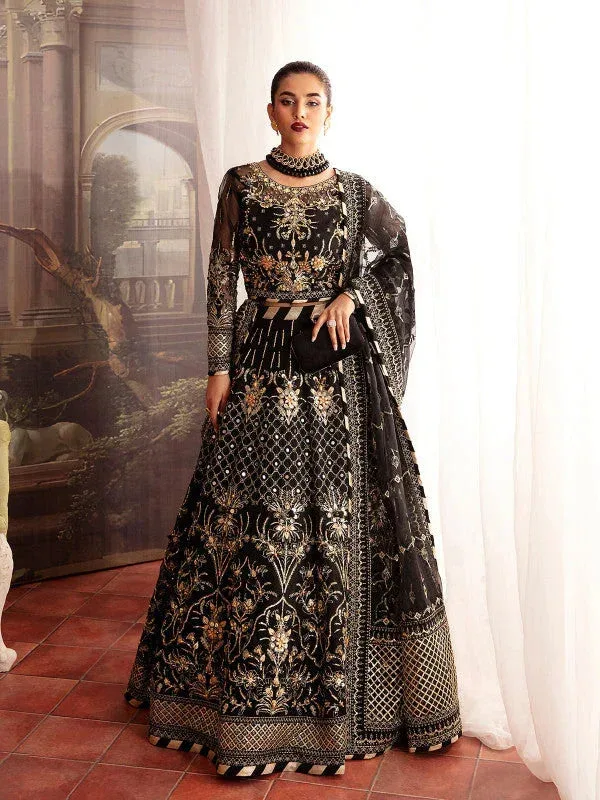 Gulaal Embroidered Chiffon 23 Black Raw Silk – view 1 – Poshaq