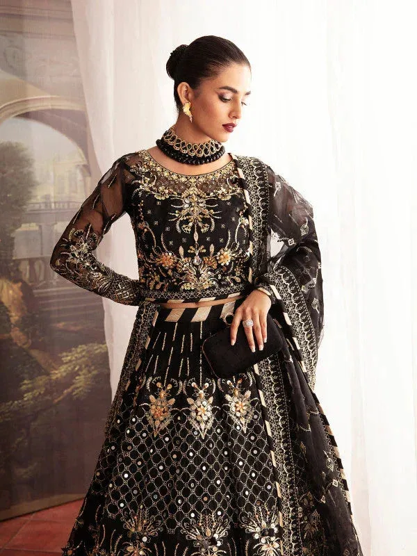Gulaal Embroidered Chiffon 23 Black Raw Silk – view 2 – Poshaq