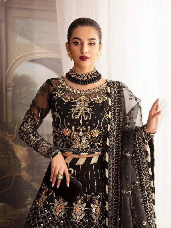 Gulaal Embroidered Chiffon 23 Black Raw Silk – view 3 – Poshaq
