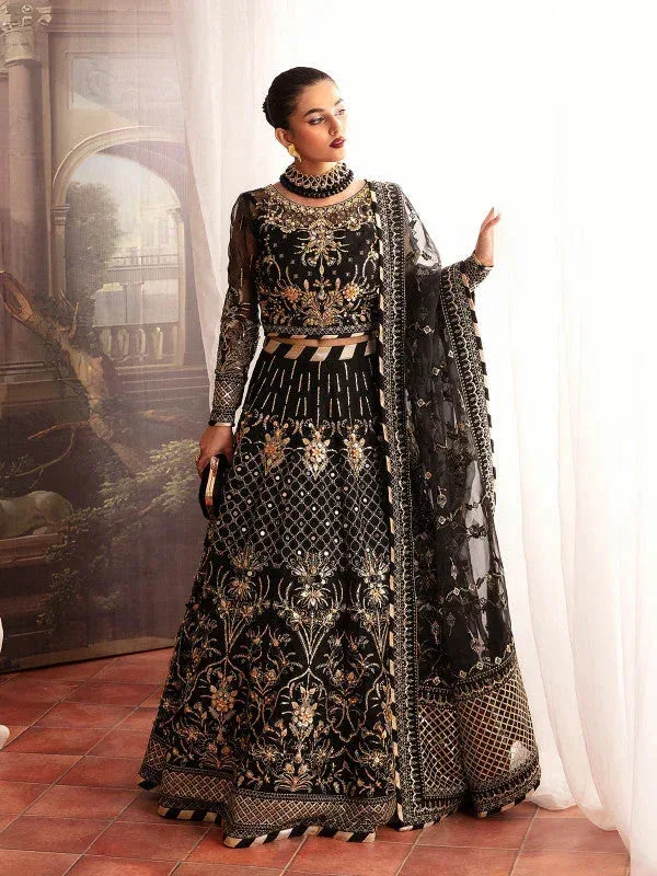 Gulaal Embroidered Chiffon 23 Black Raw Silk – view 5 – Poshaq