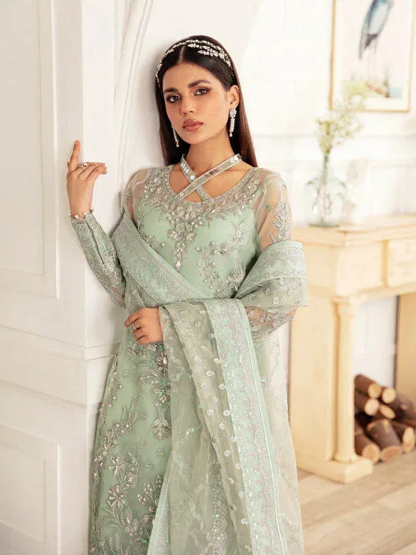 Gulaal Embroidered Chiffon 23 Green Raw Silk – view 2 – Poshaq