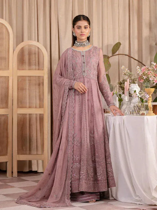 Gulaal Embroidered Chiffon 23 Tea Pink Raw Silk – view 1 – Poshaq