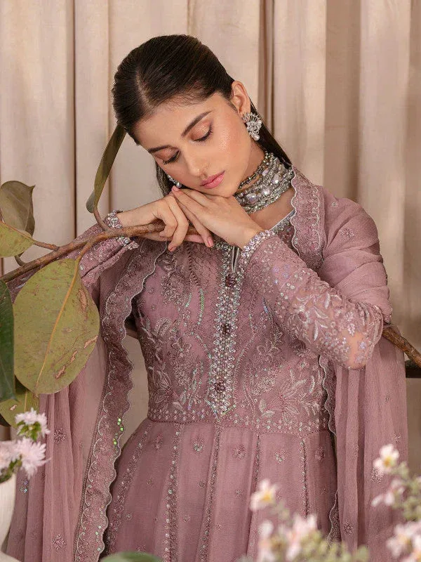 Gulaal Embroidered Chiffon 23 Tea Pink Raw Silk – view 2 – Poshaq