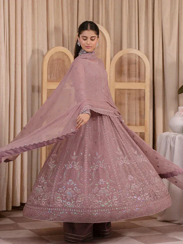 Gulaal Embroidered Chiffon 23 Tea Pink Raw Silk – view 3 – Poshaq