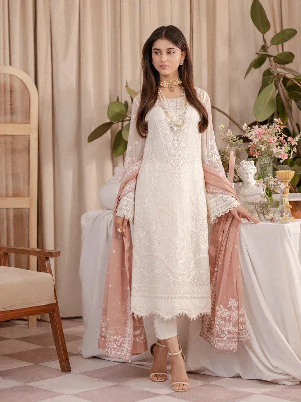 Gulaal Embroidered Chiffon 23 Off White Raw Silk – view 1 – Poshaq