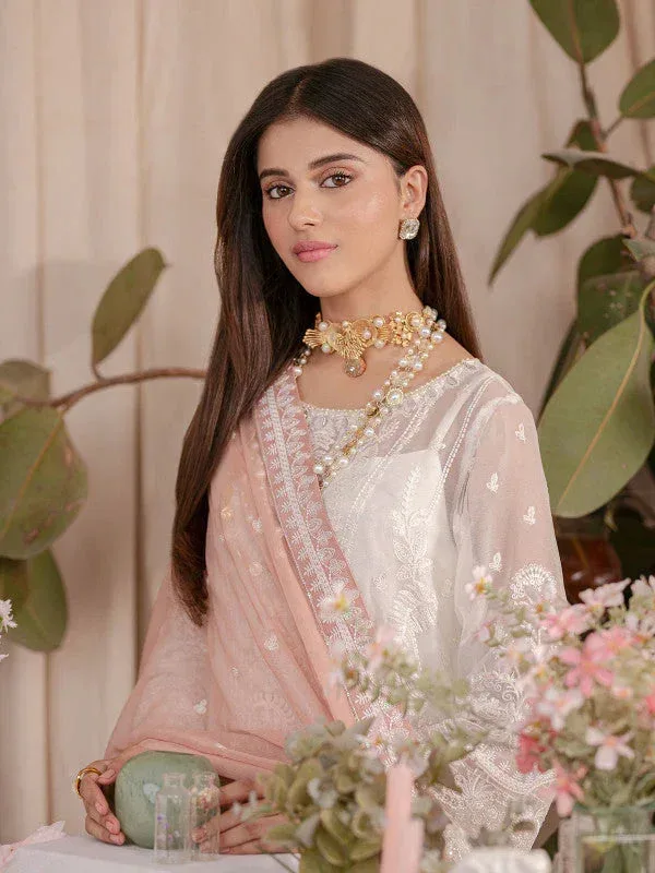 Gulaal Embroidered Chiffon 23 Off White Raw Silk – view 4 – Poshaq