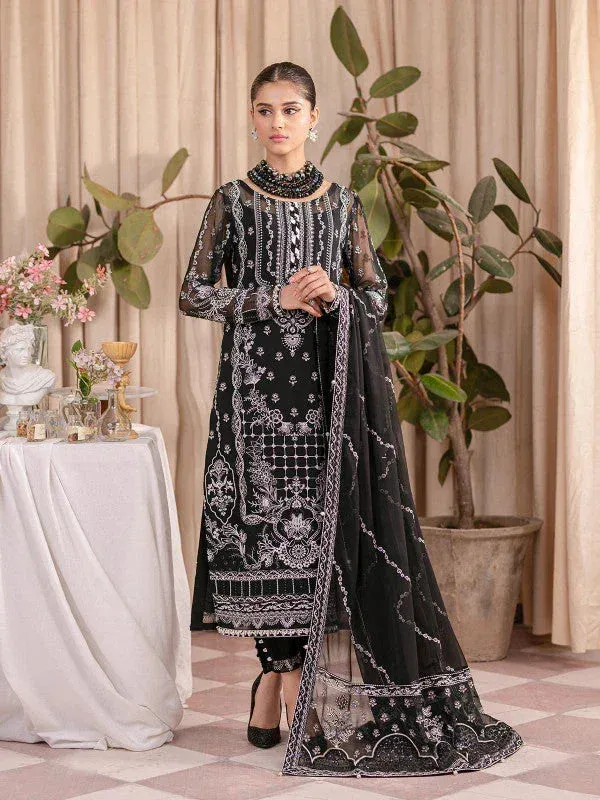 Gulaal Embroidered Chiffon 23 Black Raw Silk – view 1 – Poshaq