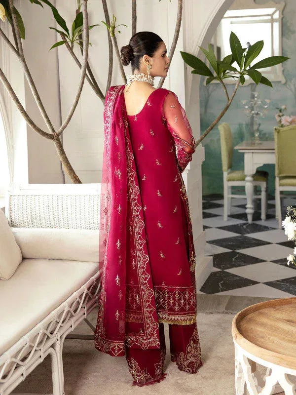 Gulaal Embroidered Chiffon 23 Red Raw Silk – view 4 – Poshaq