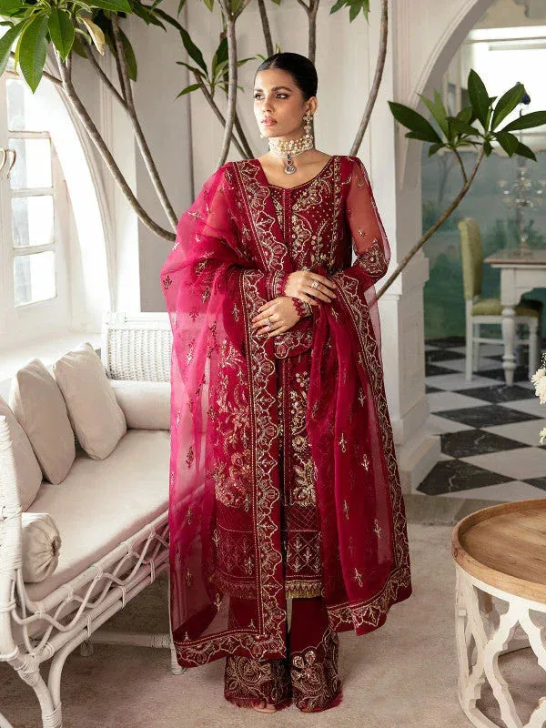 Gulaal Embroidered Chiffon 23 Red Raw Silk – view 5 – Poshaq