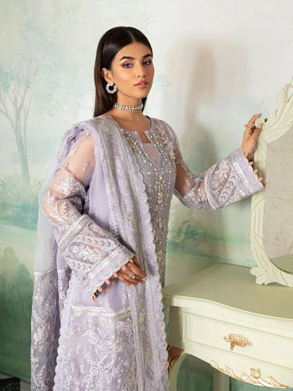 Gulaal Embroidered Chiffon 23 Lilac Raw Silk – view 1 – Poshaq