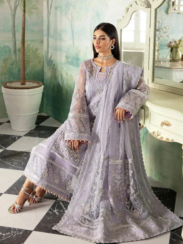 Gulaal Embroidered Chiffon 23 Lilac Raw Silk – view 2 – Poshaq