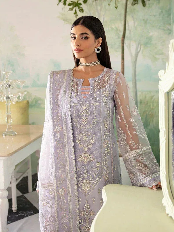 Gulaal Embroidered Chiffon 23 Lilac Raw Silk – view 3 – Poshaq