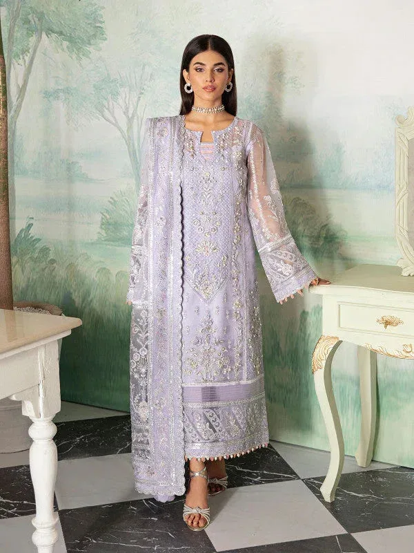 Gulaal Embroidered Chiffon 23 Lilac Raw Silk – view 5 – Poshaq