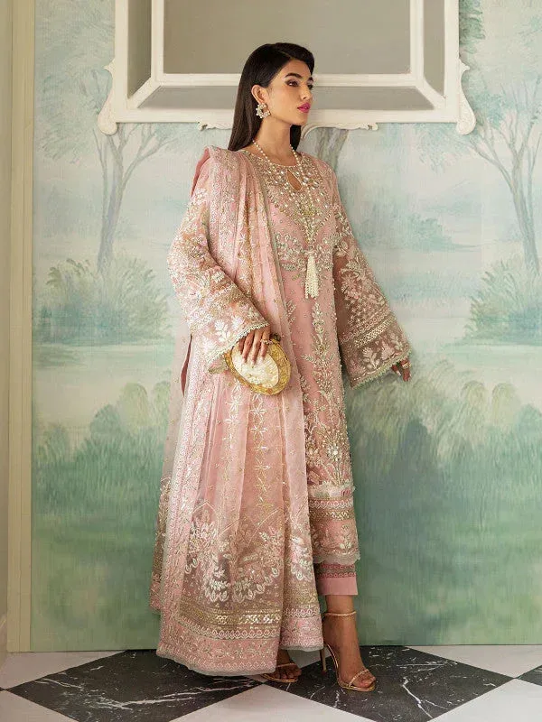 Gulaal Embroidered Chiffon 23 Pink Raw Silk – view 1 – Poshaq