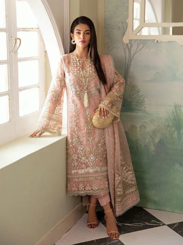 Gulaal Embroidered Chiffon 23 Pink Raw Silk – view 3 – Poshaq