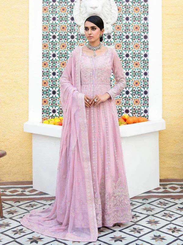 Gulaal Embroidered Chiffon 23 Pink Raw Silk – view 1 – Poshaq