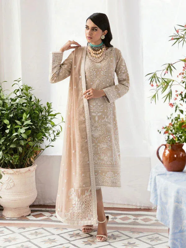 Gulaal Embroidered Chiffon 23 Beige Raw Silk – view 3 – Poshaq