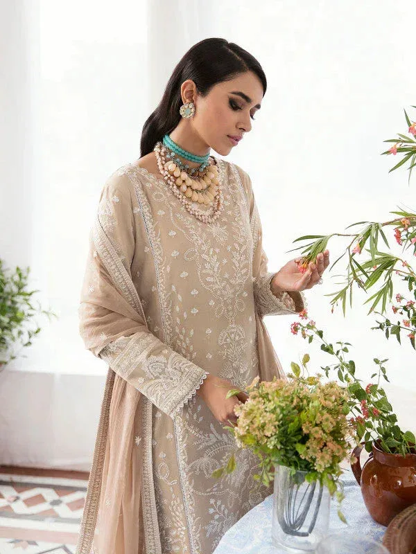 Gulaal Embroidered Chiffon 23 Beige Raw Silk – view 4 – Poshaq