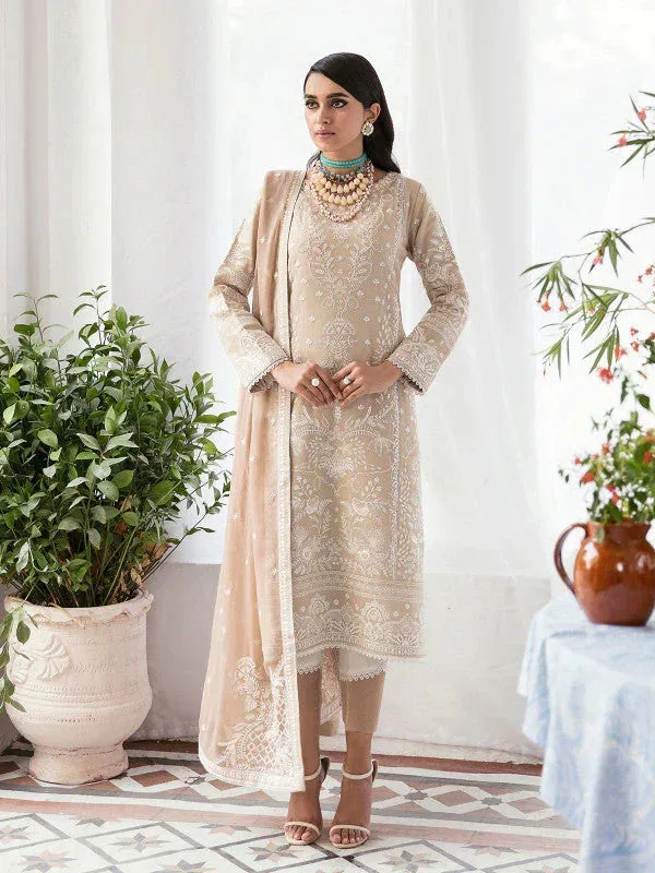 Gulaal Embroidered Chiffon 23 Beige Raw Silk – view 5 – Poshaq