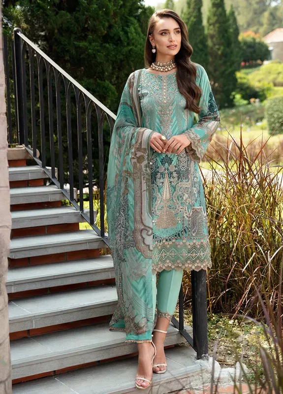 Gulaal Springtime Ballet Sea Green Organza – view 1 – Poshaq