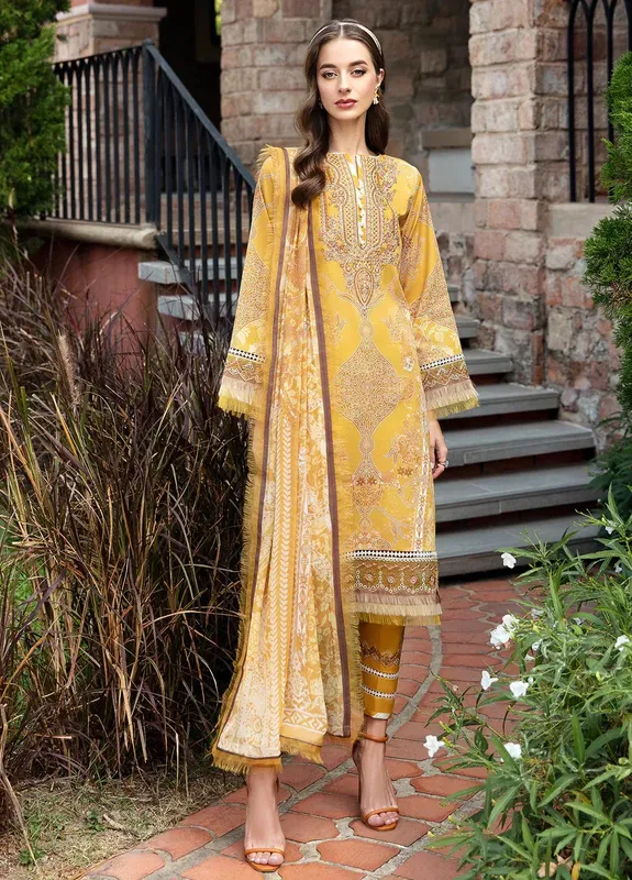 Gulaal Springtime Ballet Mustard Organza – view 1 – Poshaq