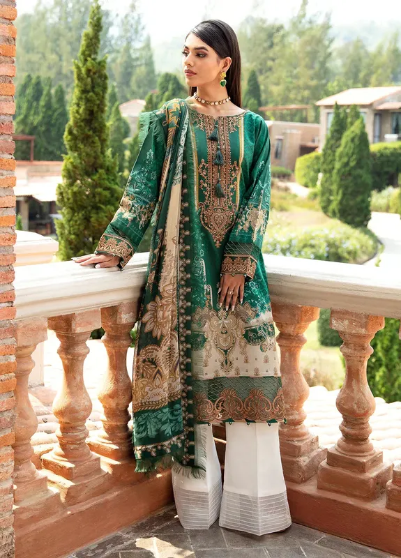 Gulaal Springtime Ballet Green Organza – view 1 – Poshaq
