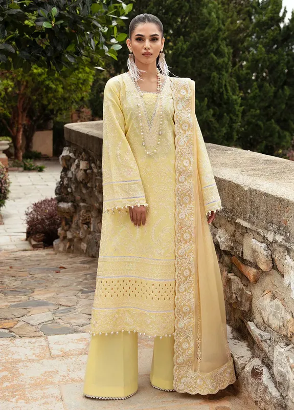 Gulaal Luxury Lawn 24 Yellow Organza – view 1 – Poshaq