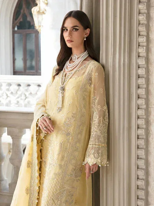 Gulaal Embroidered Chiffon Yellow Raw Silk – view 5 – Poshaq