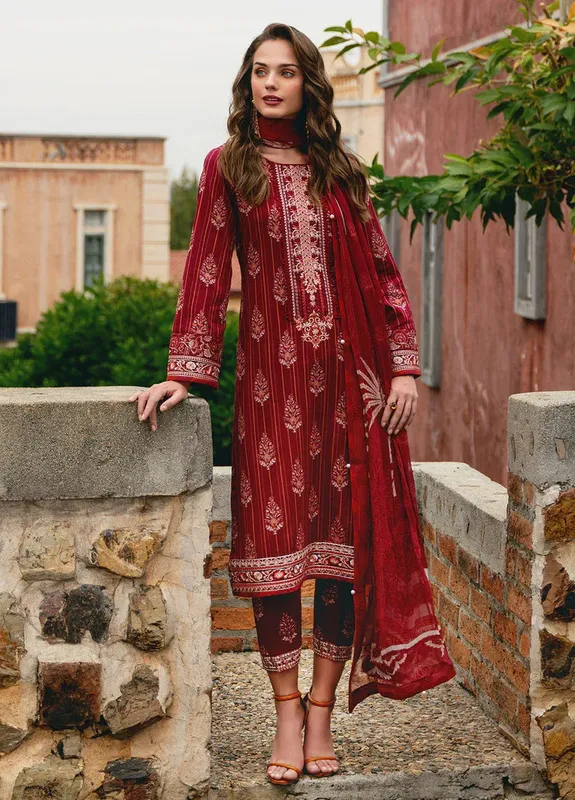 Gulaal The Enchanted Garden Maroon Organza – view 1 – Poshaq