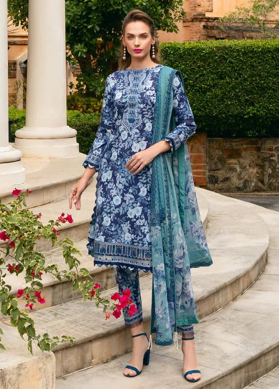 Gulaal The Enchanted Garden Plum Organza – view 1 – Poshaq