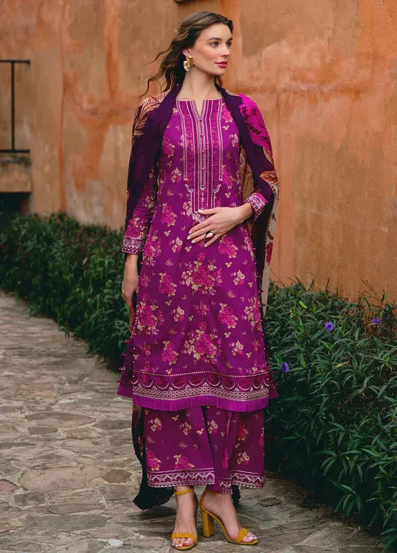 Gulaal The Enchanted Garden Magenta Organza – view 1 – Poshaq