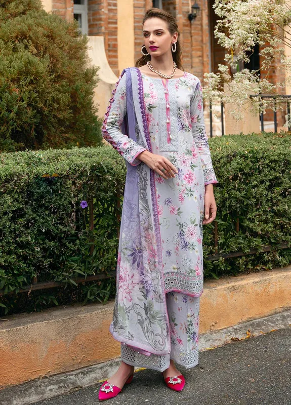 Gulaal The Enchanted Garden Lilac Organza – view 1 – Poshaq