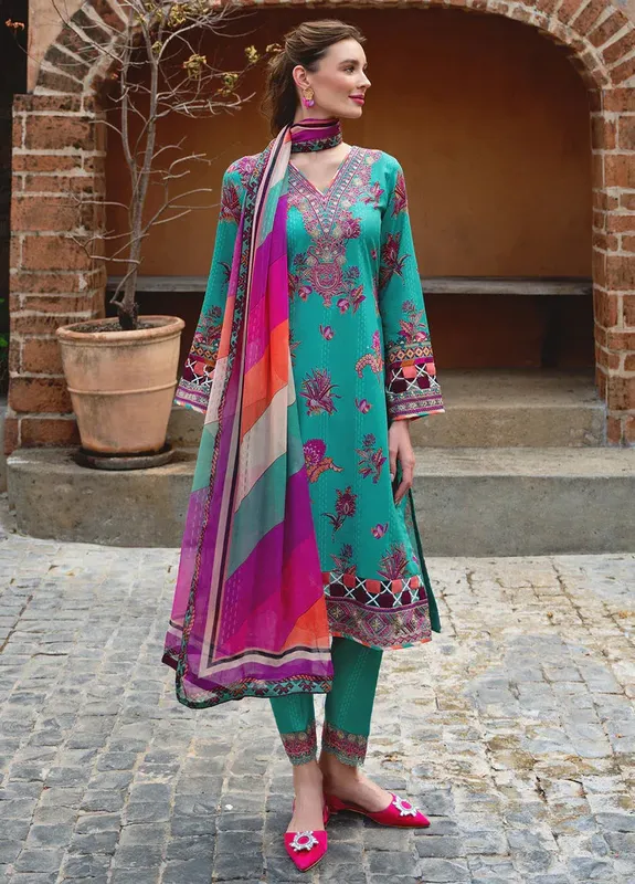 Gulaal The Enchanted Garden Blue Organza – view 1 – Poshaq