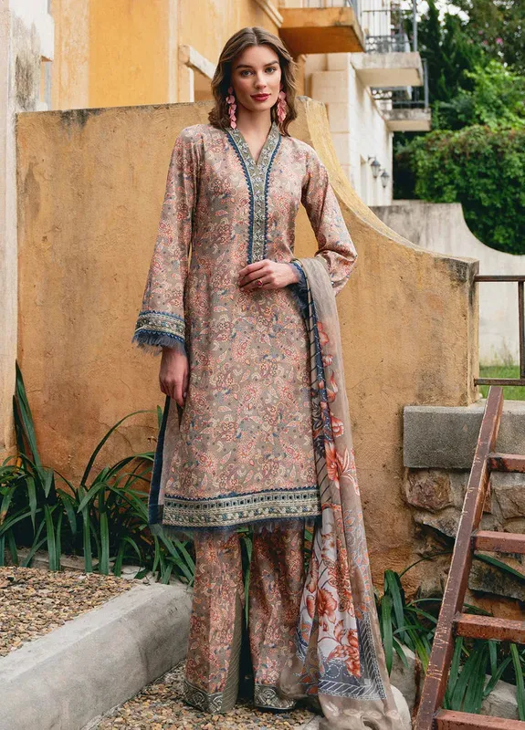 Gulaal The Enchanted Garden Brown Organza – view 1 – Poshaq