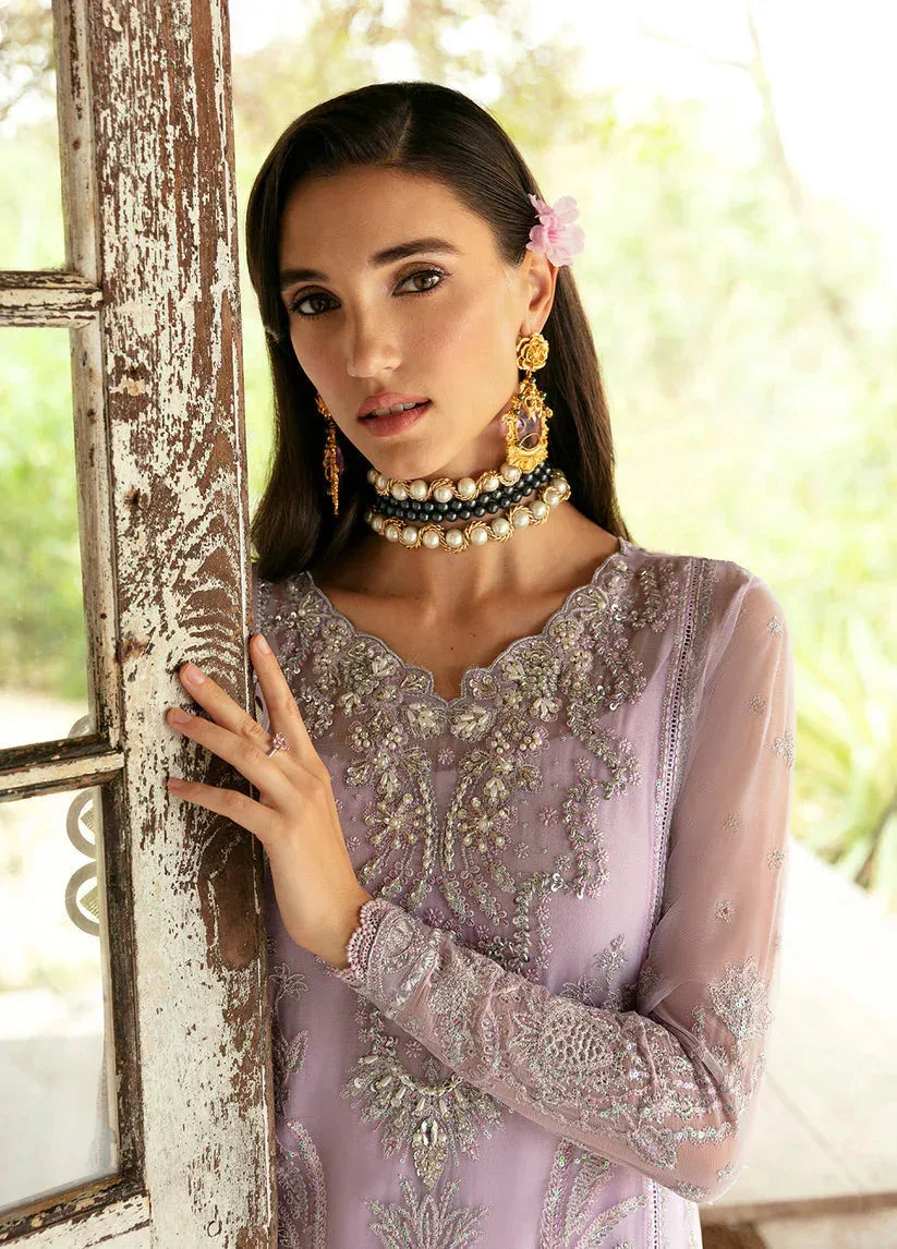 Gulaal Embroidered Chiffon Eid Collection Purple Raw Silk – view 3 – Poshaq