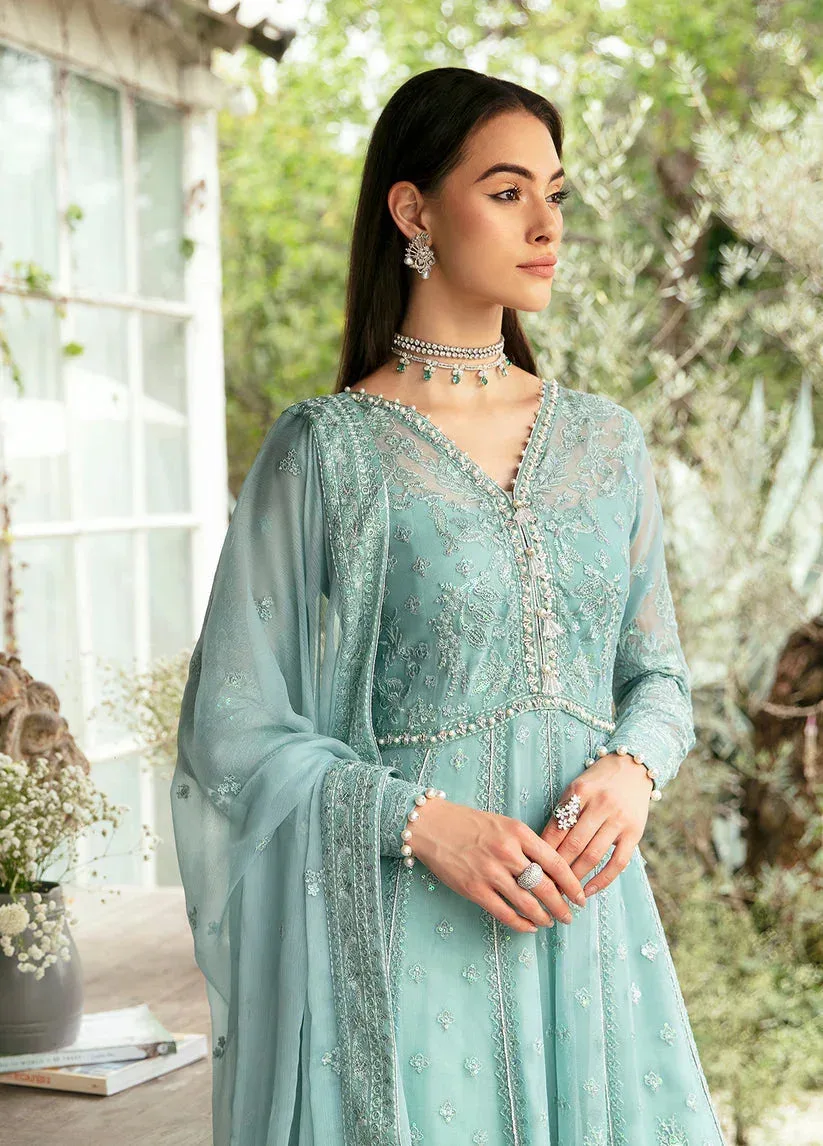 Gulaal Embroidered Chiffon Eid Collection Blue Raw Silk – view 3 – Poshaq