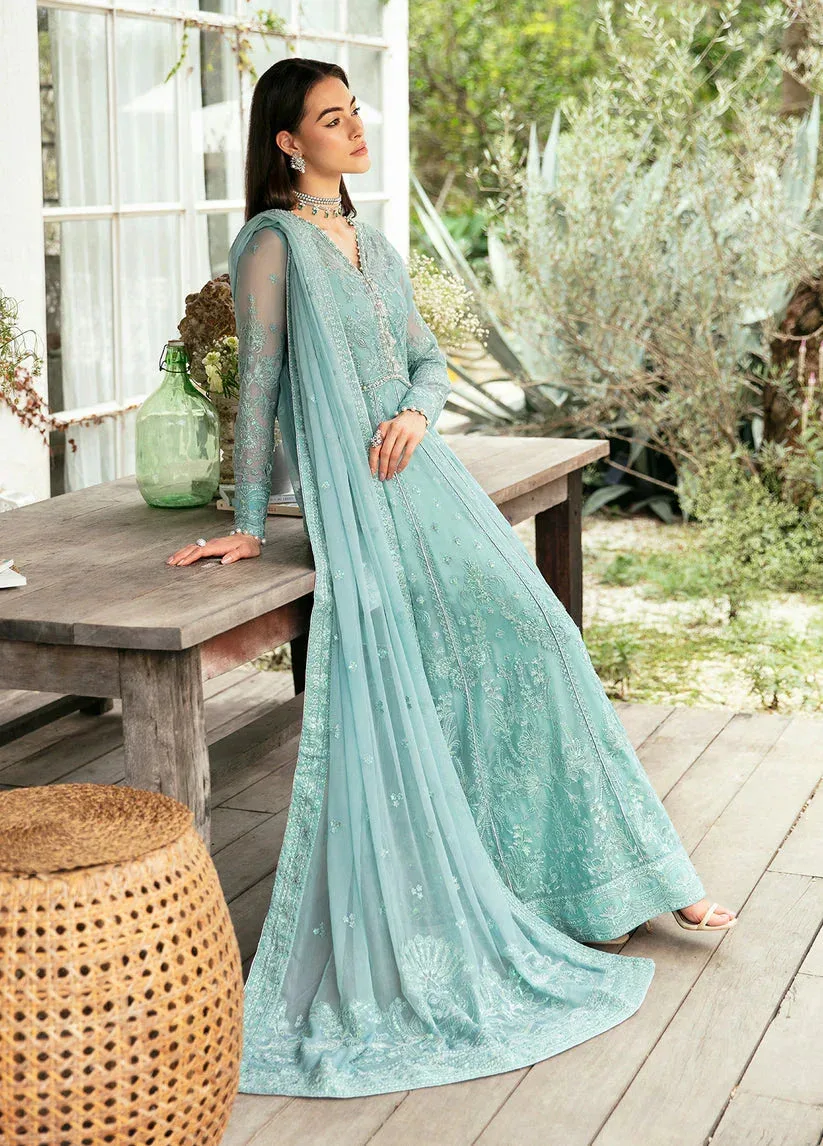Gulaal Embroidered Chiffon Eid Collection Blue Raw Silk – view 4 – Poshaq