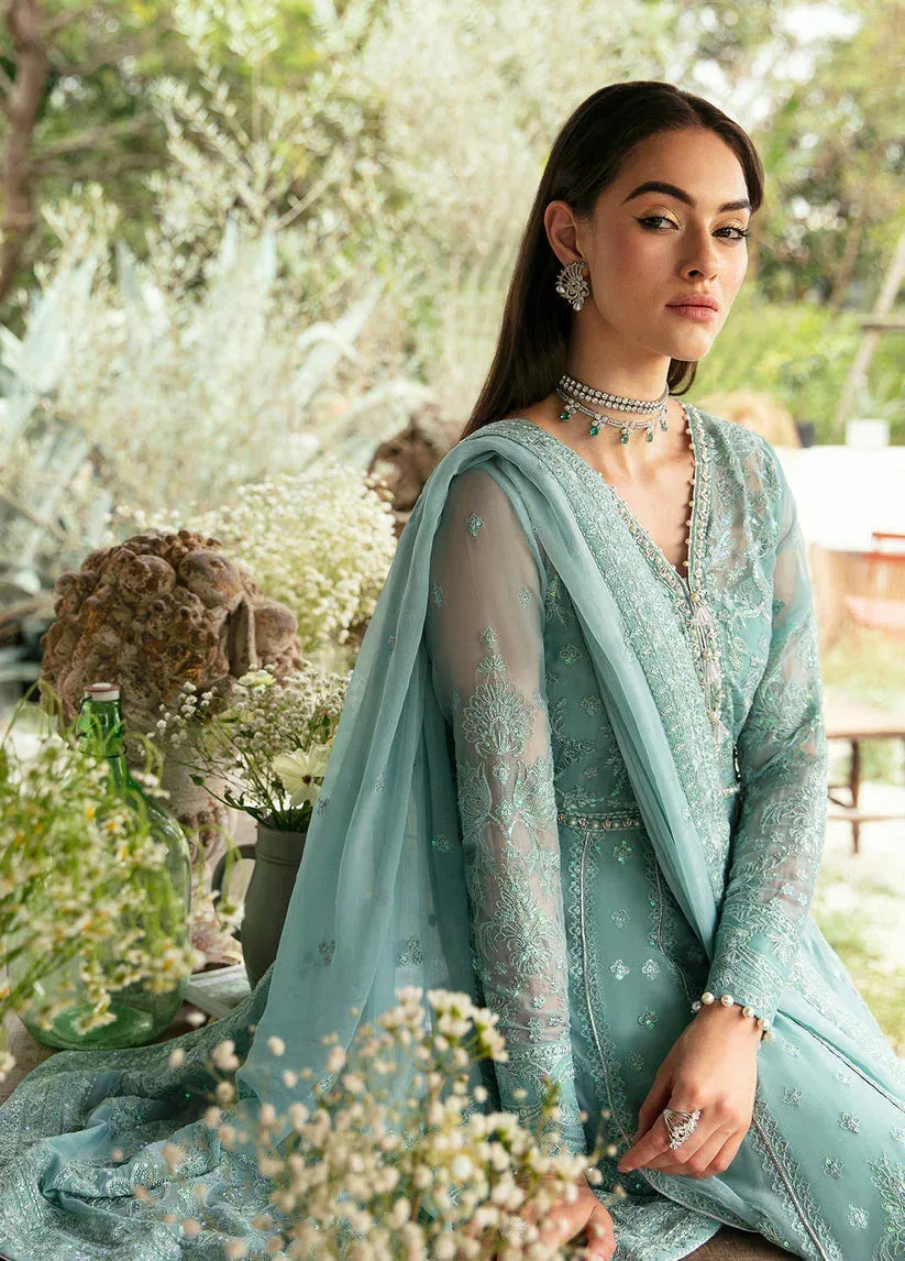 Gulaal Embroidered Chiffon Eid Collection Blue Raw Silk – view 5 – Poshaq