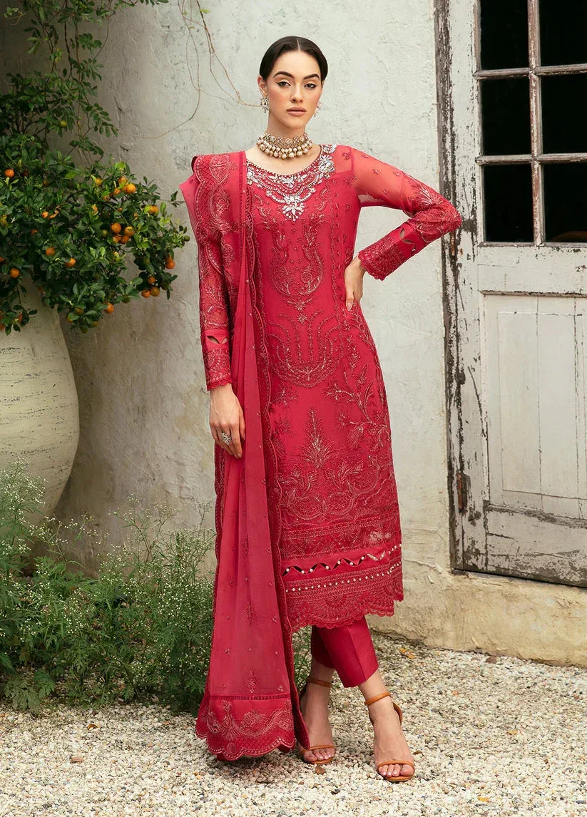 Gulaal Embroidered Chiffon Eid Collection Red Raw Silk – view 1 – Poshaq