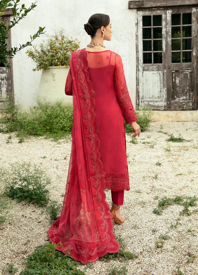 Gulaal Embroidered Chiffon Eid Collection Red Raw Silk – view 2 – Poshaq