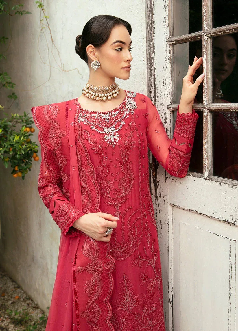 Gulaal Embroidered Chiffon Eid Collection Red Raw Silk – view 3 – Poshaq