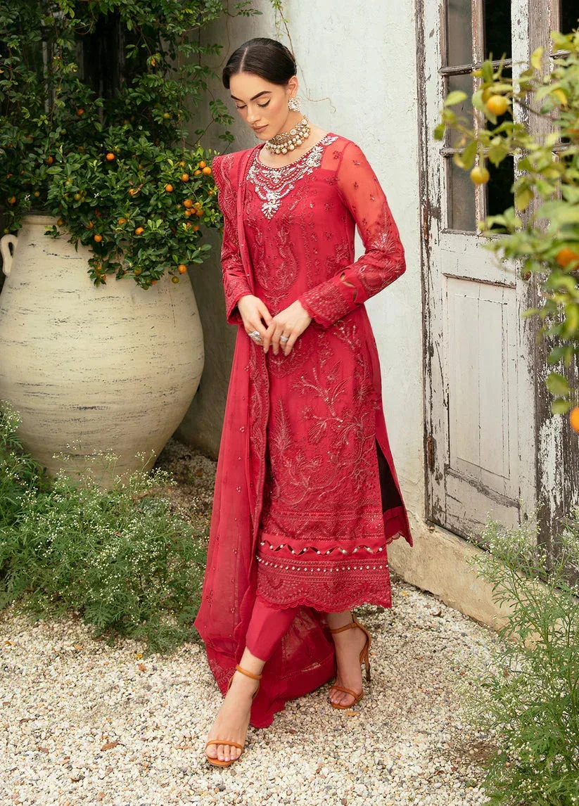 Gulaal Embroidered Chiffon Eid Collection Red Raw Silk – view 5 – Poshaq