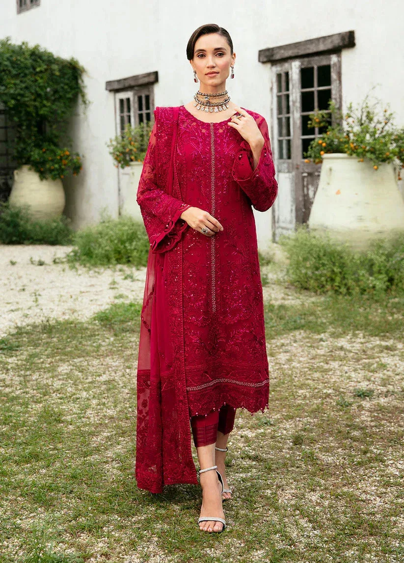 Gulaal Embroidered Chiffon Eid Collection Red Raw Silk – view 1 – Poshaq
