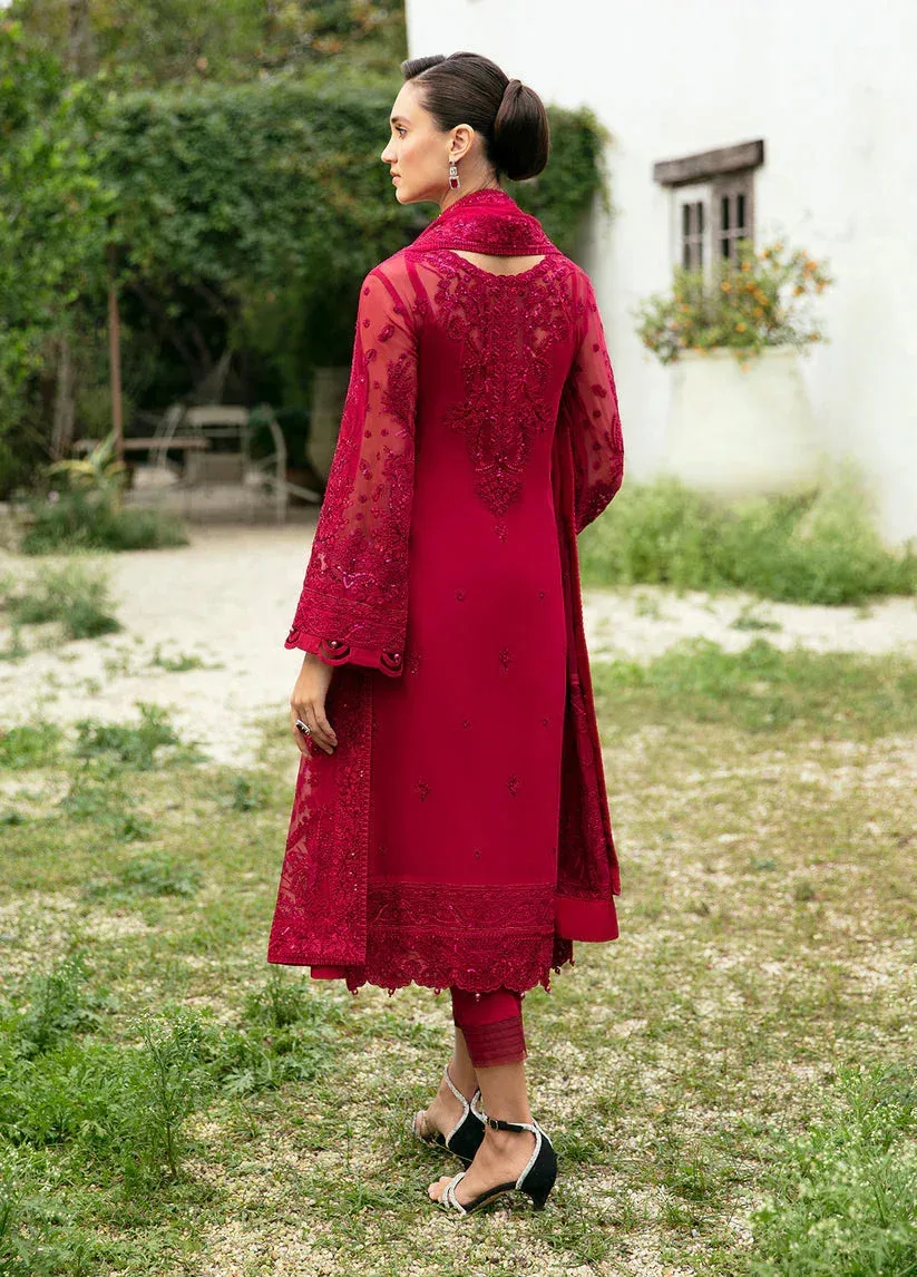 Gulaal Embroidered Chiffon Eid Collection Red Raw Silk – view 2 – Poshaq