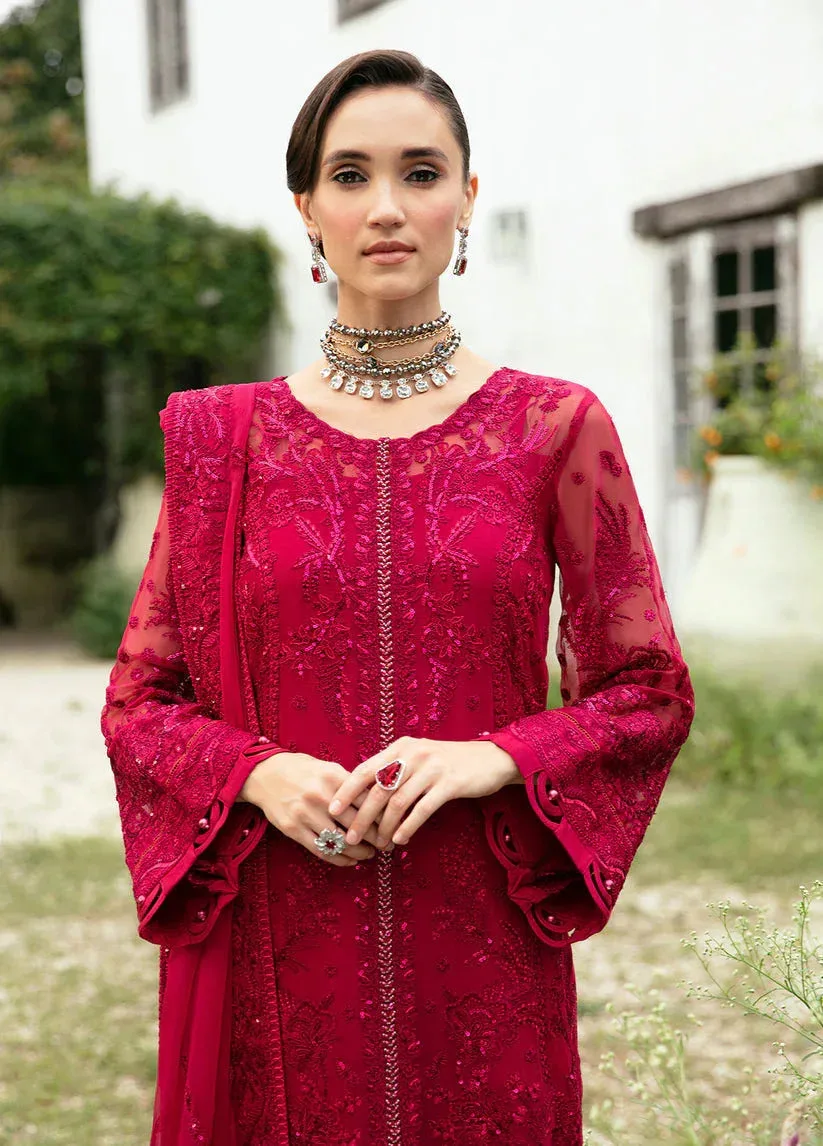 Gulaal Embroidered Chiffon Eid Collection Red Raw Silk – view 3 – Poshaq
