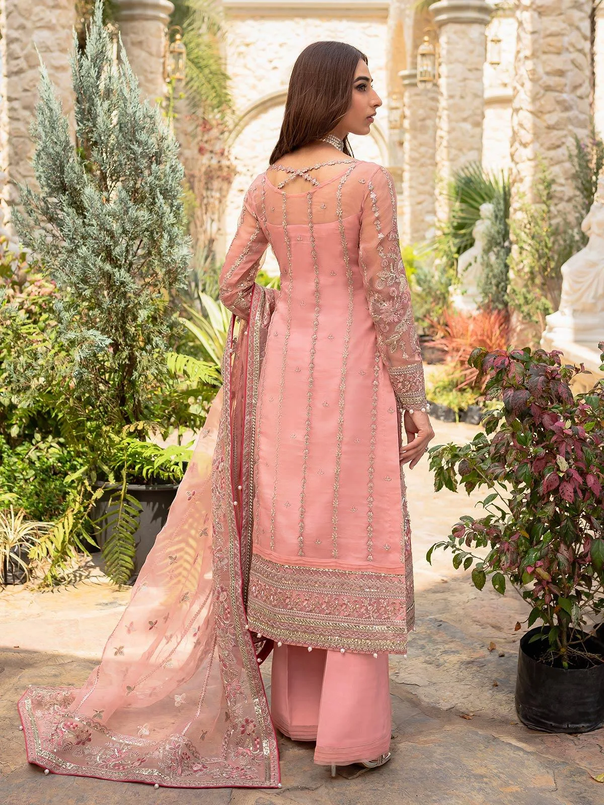 Gulaal Luxury Pret Tea Pink Raw Silk – view 2 – Poshaq