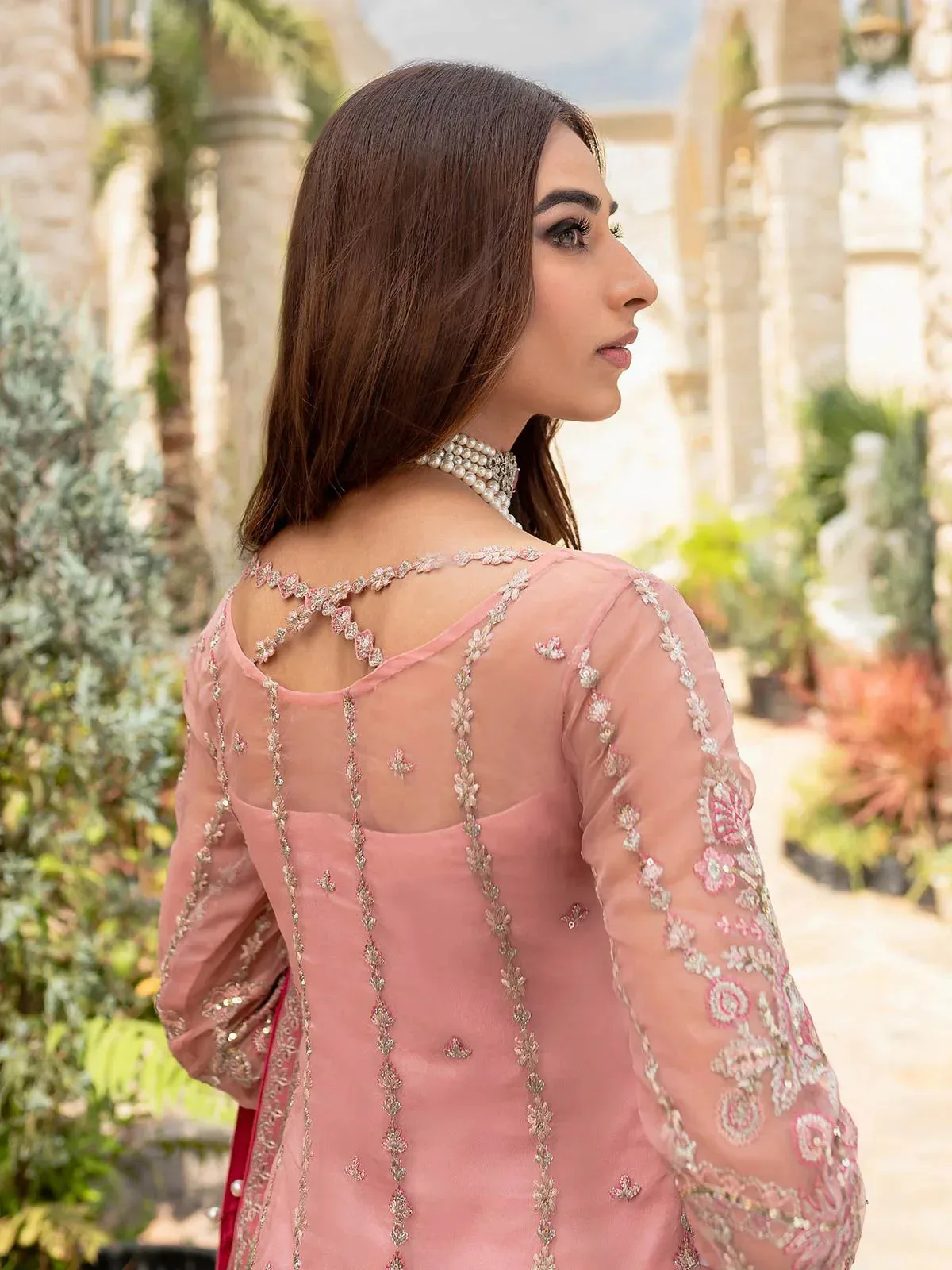 Gulaal Luxury Pret Tea Pink Raw Silk – view 3 – Poshaq