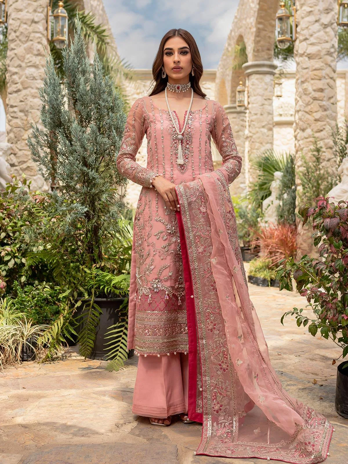 Gulaal Luxury Pret Tea Pink Raw Silk – view 6 – Poshaq