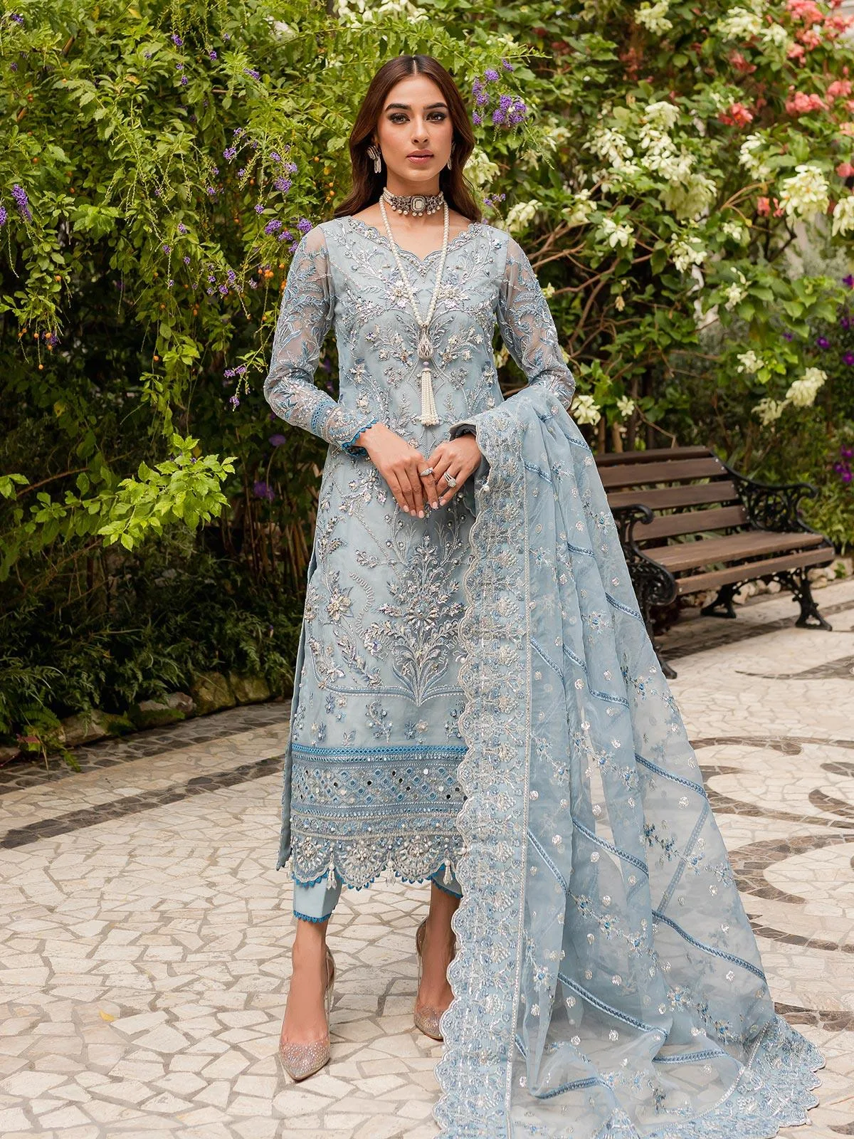 Gulaal Luxury Pret Blue Raw Silk – view 1 – Poshaq